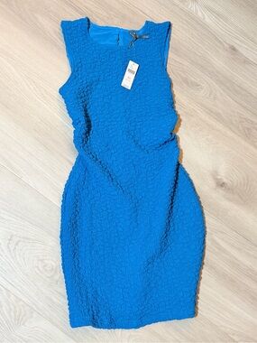Anthropologie Vibrant Blue Textured Sleeveless Sheath Dress